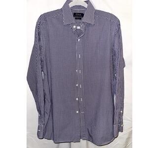 Polo Ralph Lauren Shirt Men 16 34/35 Classic Fit Purple White Gingham Custom Fit
